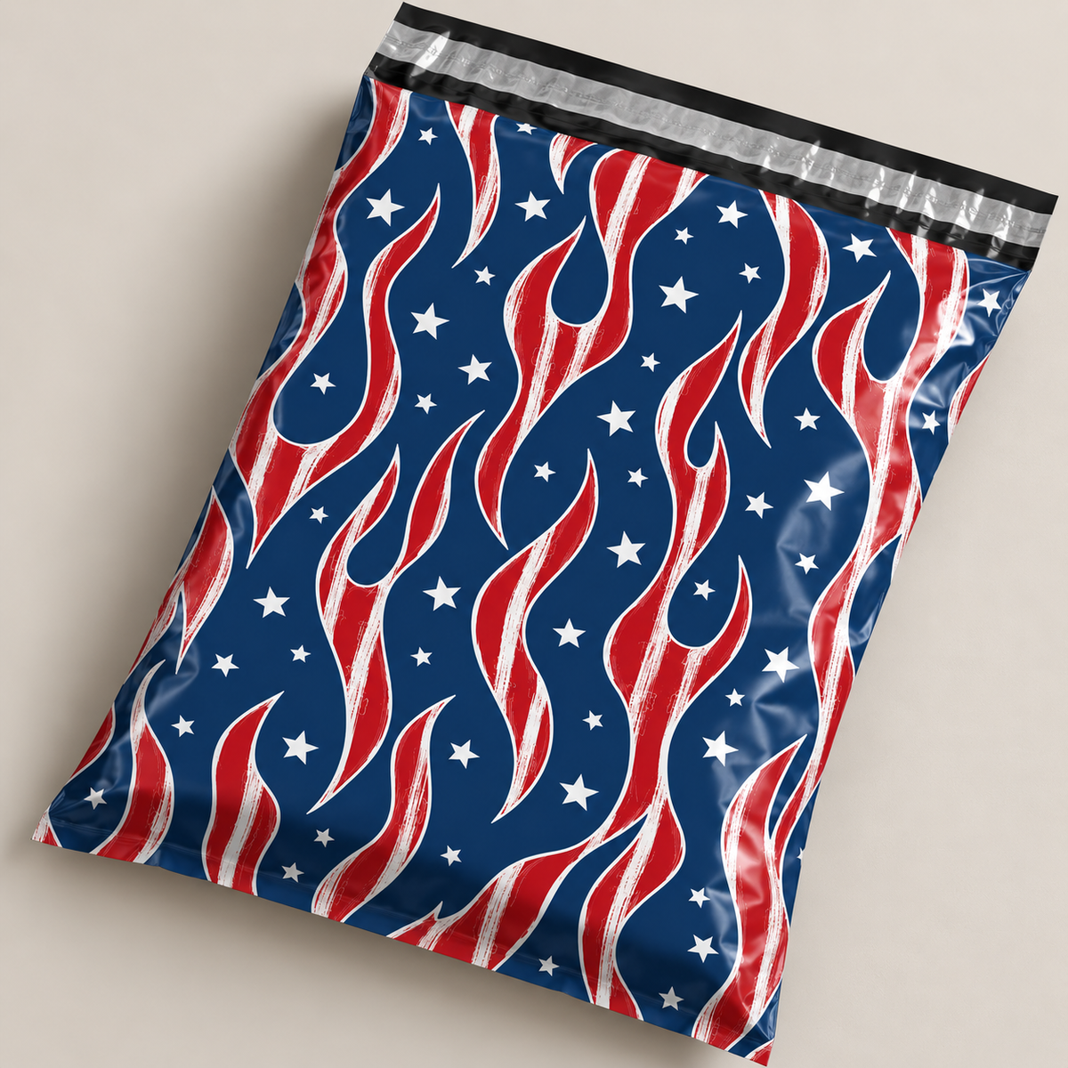 Flag Flames Poly Bag (7.5" x 10.5")