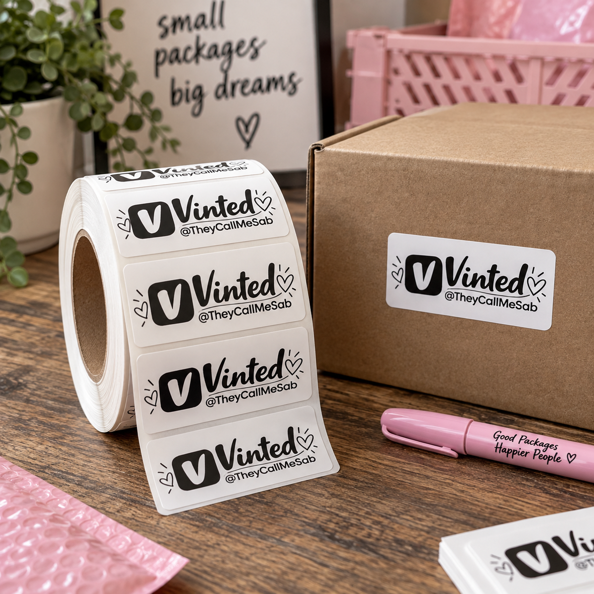 Custom Vinted Username Labels (2x1" White)